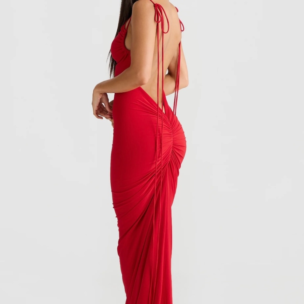 Melani red backless dress